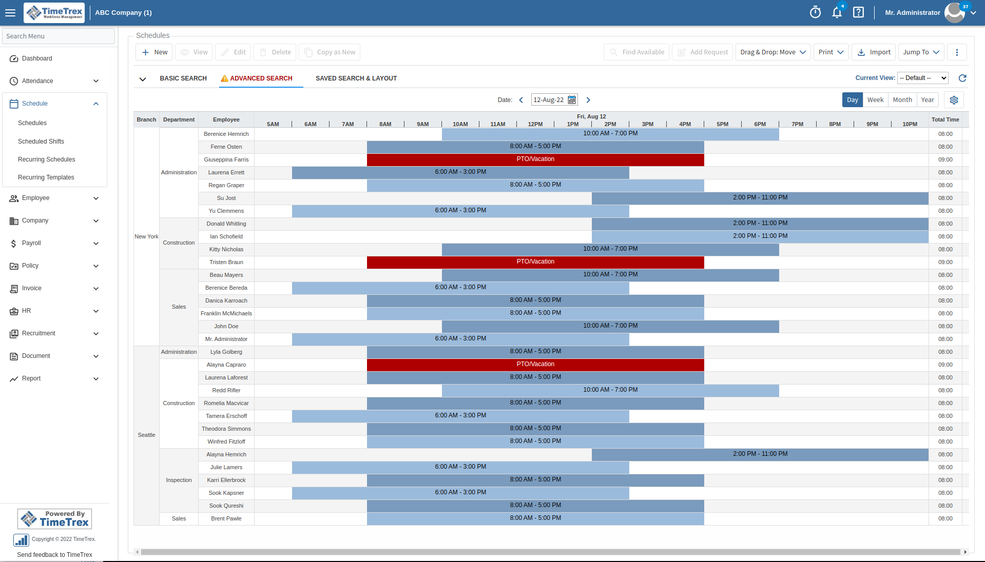 Screenshot of TimeTrex Payroll and Time Management