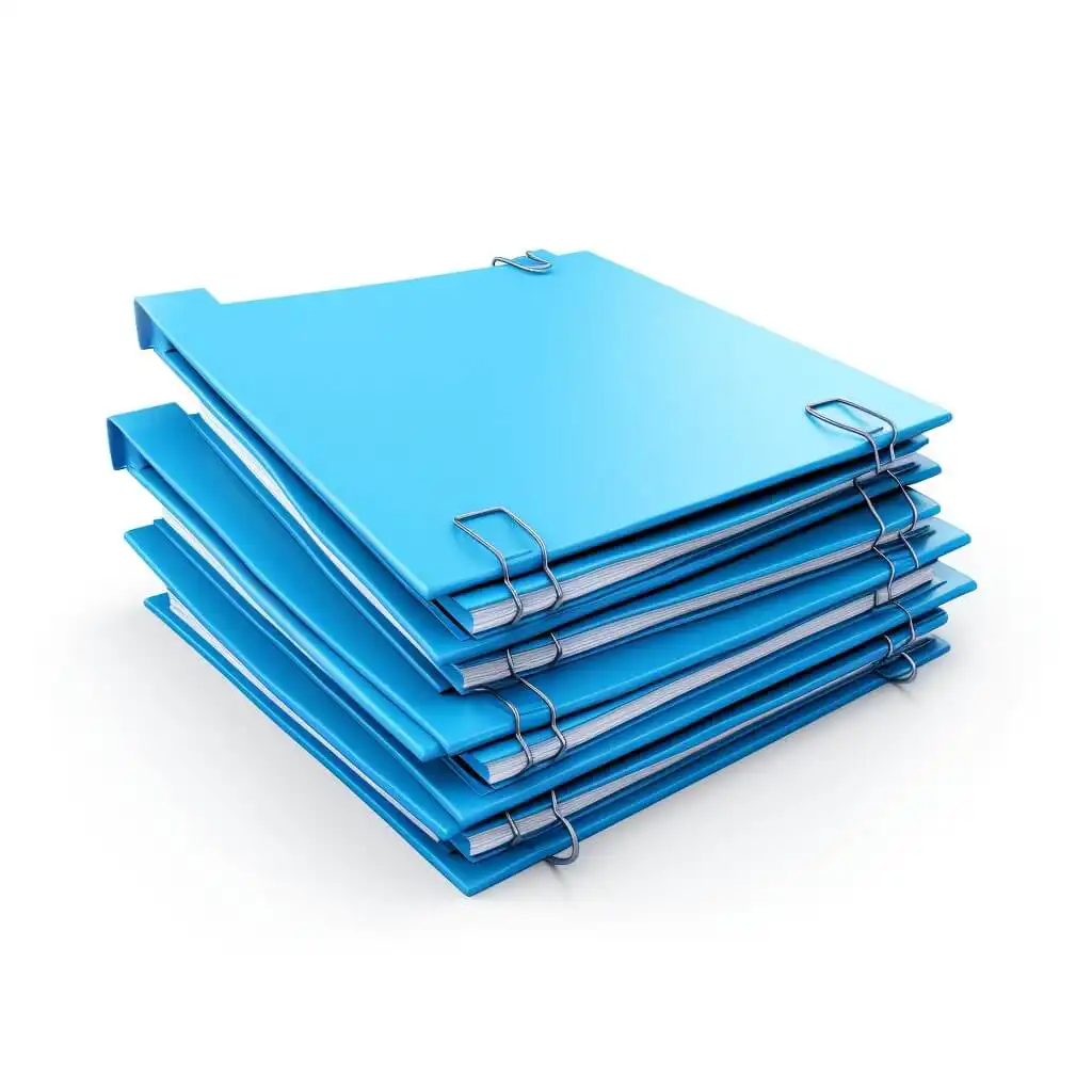 A stack of blue documents