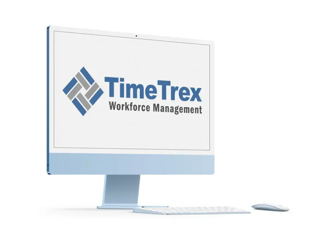 TimeTrex logo on a desktop computer