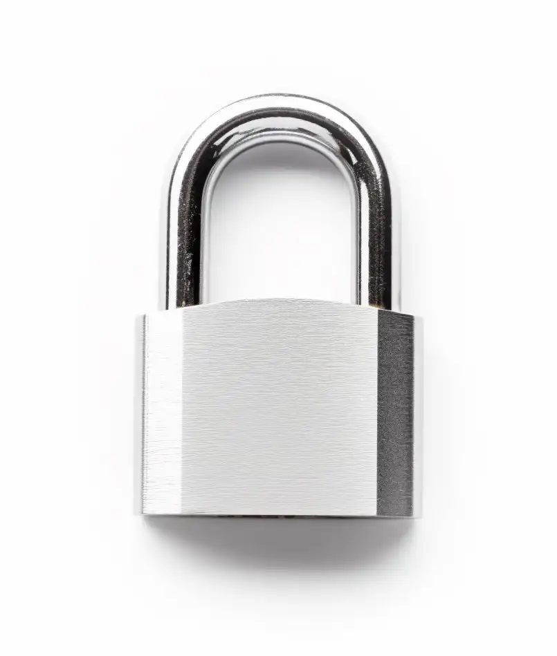 A stainless steel padlock