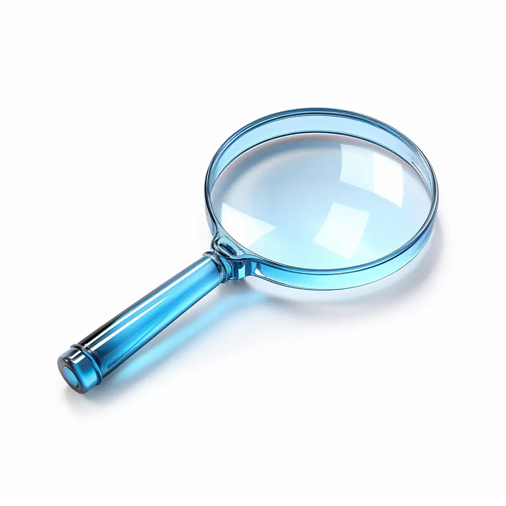 A clear blue magnifying glass