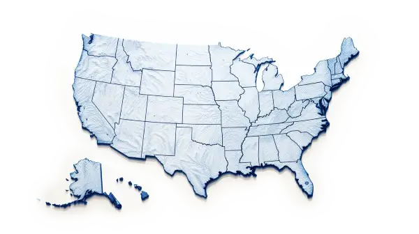 USA topographical terrain map