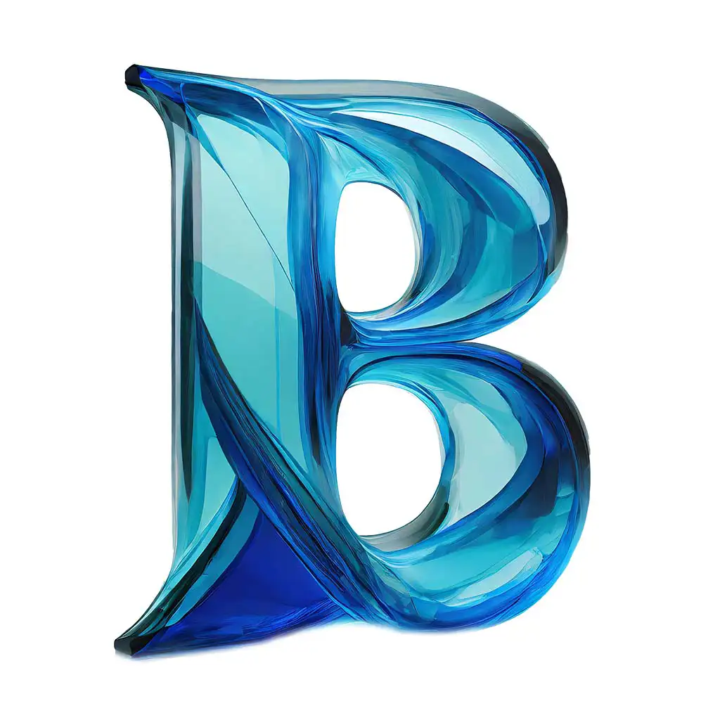 Letter B blue glass
