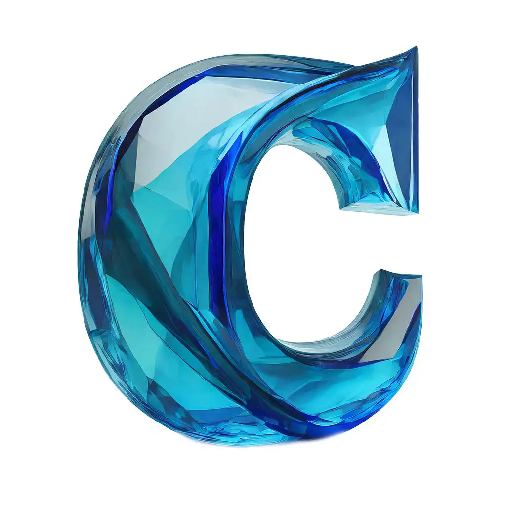 Letter C blue glass