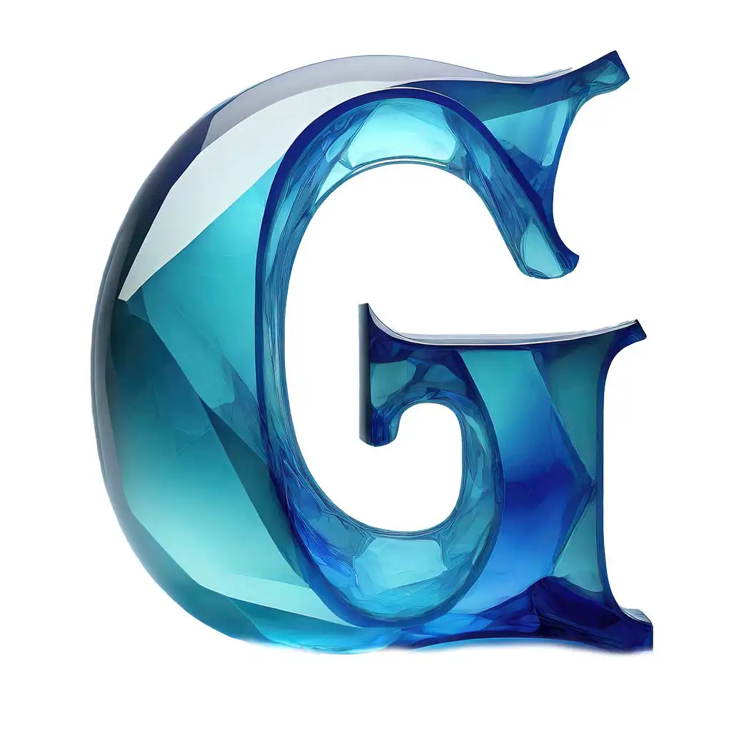 Letter G blue glass