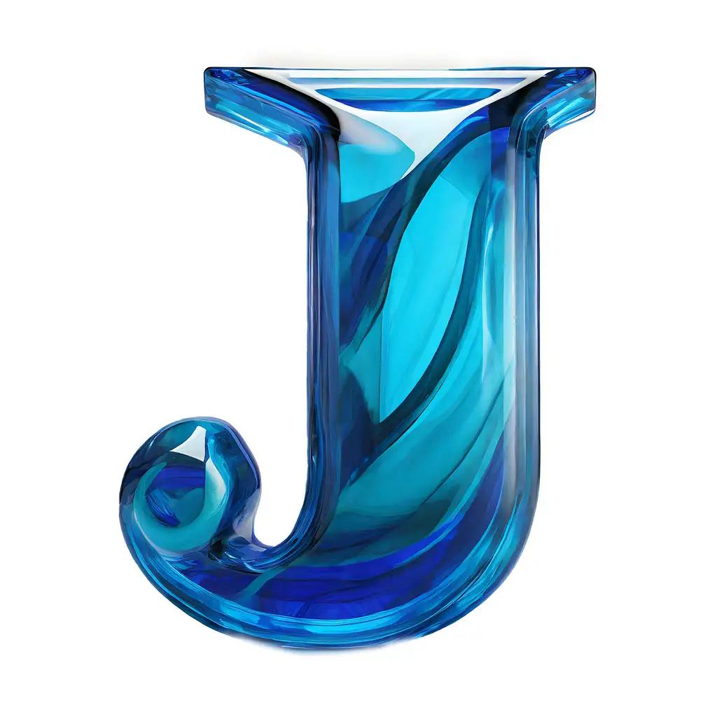 Letter J Blue Glass
