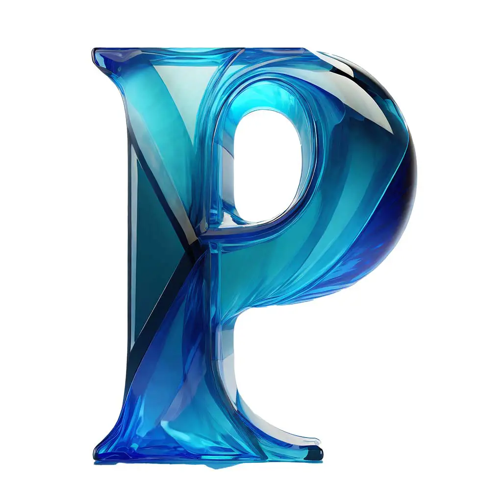 Letter P blue glass