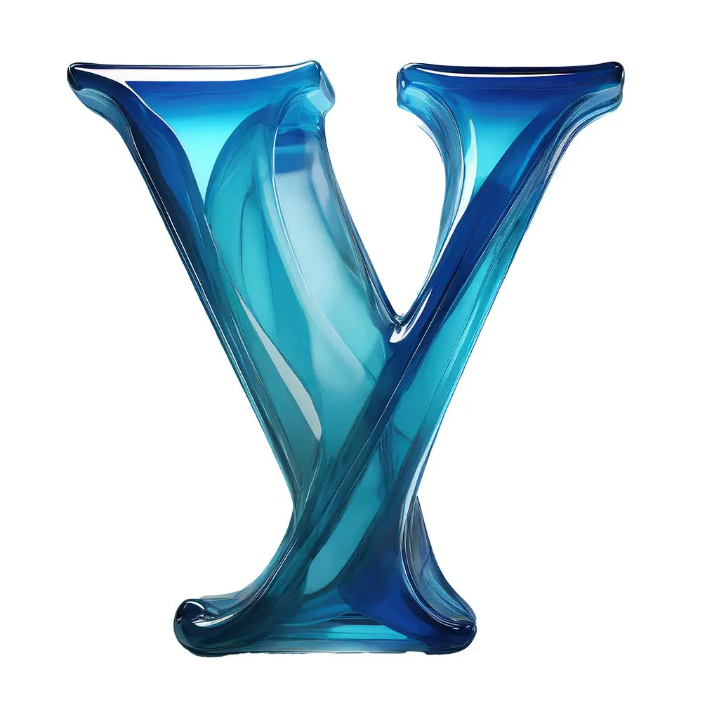Letter Y blue glass