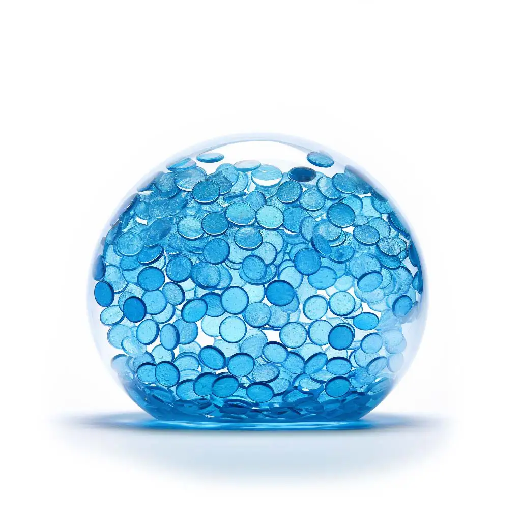 Blue coins in a sphere