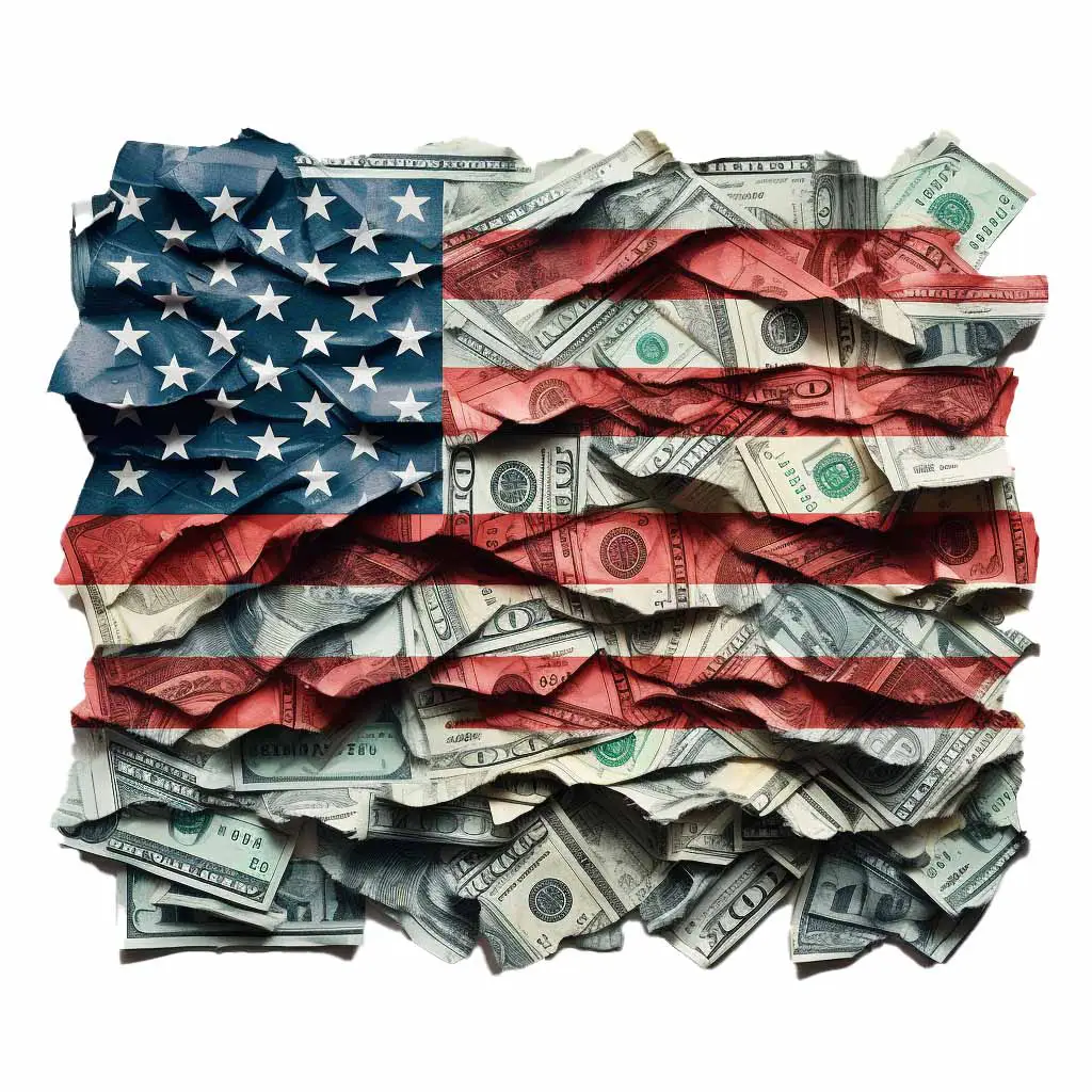 US flag made out of money