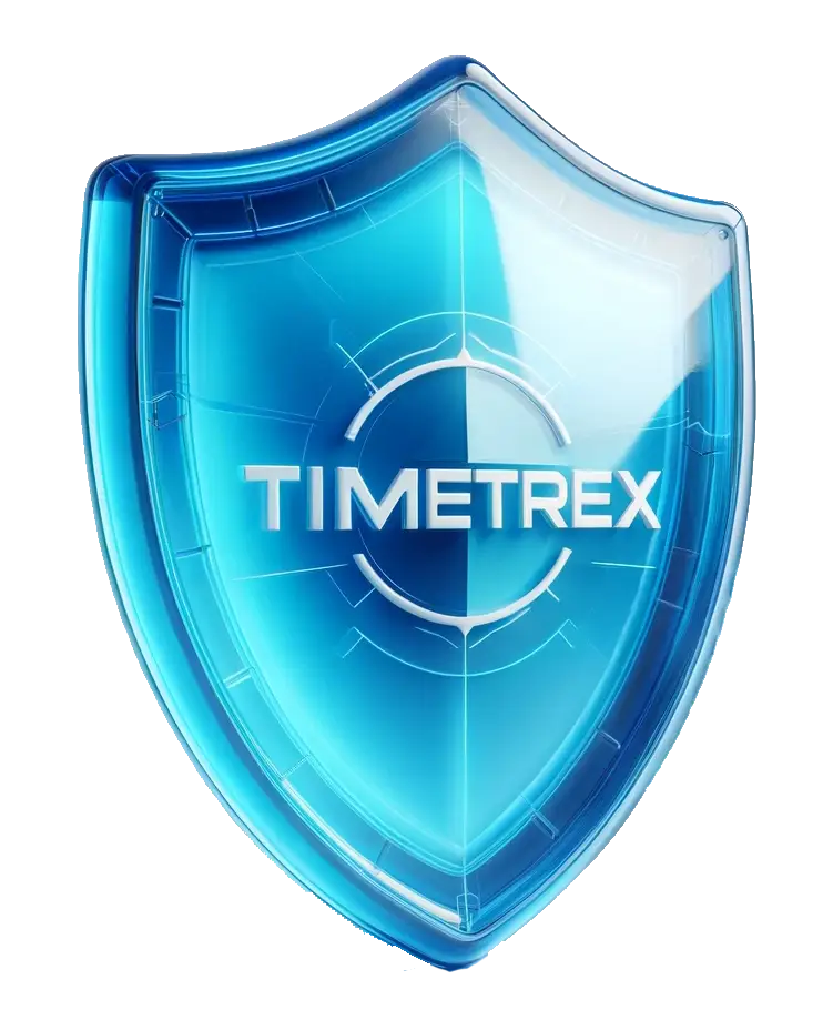 A blue TimeTrex security shield