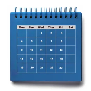 Calendar showing business days