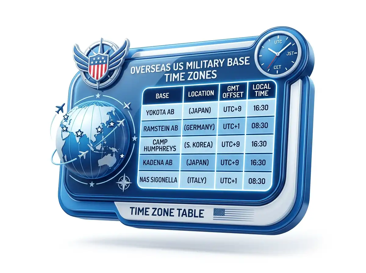 Overseas US Military Base Time Zone Table - TimeTrex